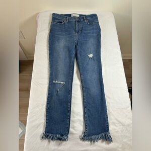 Free People FP Cropped Distressed Jeans Frayed Hem W27